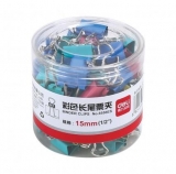 得力 8556ES 15mm彩色長(zhǎng)尾夾6#（60只/筒）