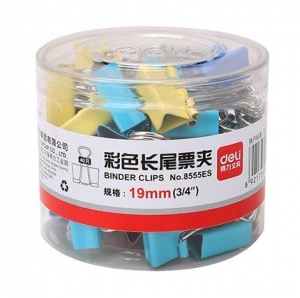 得力 8555ES 19mm彩色長尾夾5#（40只/筒）